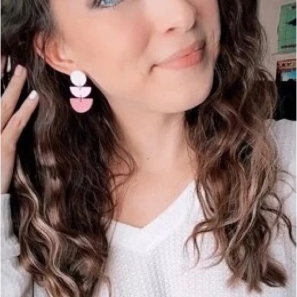 Pink Geometric Drop Earrings